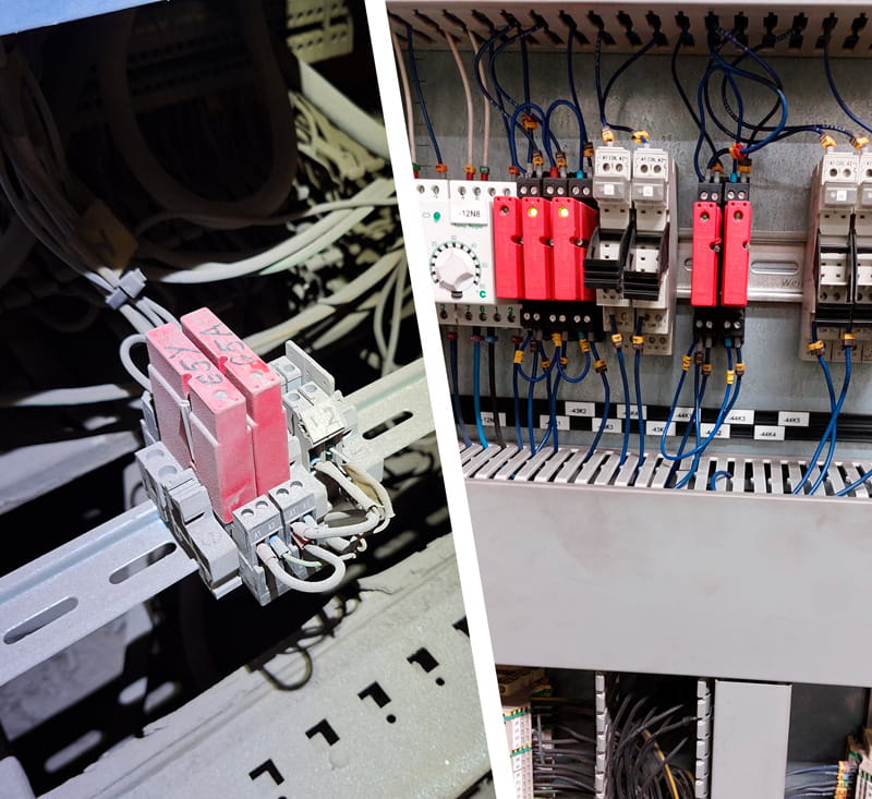 Delcon-releet käytössä pölyisessä tilassa