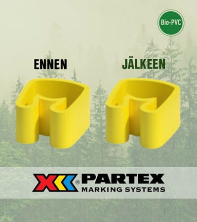 Partex merkkien valmistusmateriaalina käytetään nyt Bio-PVC:tä.
