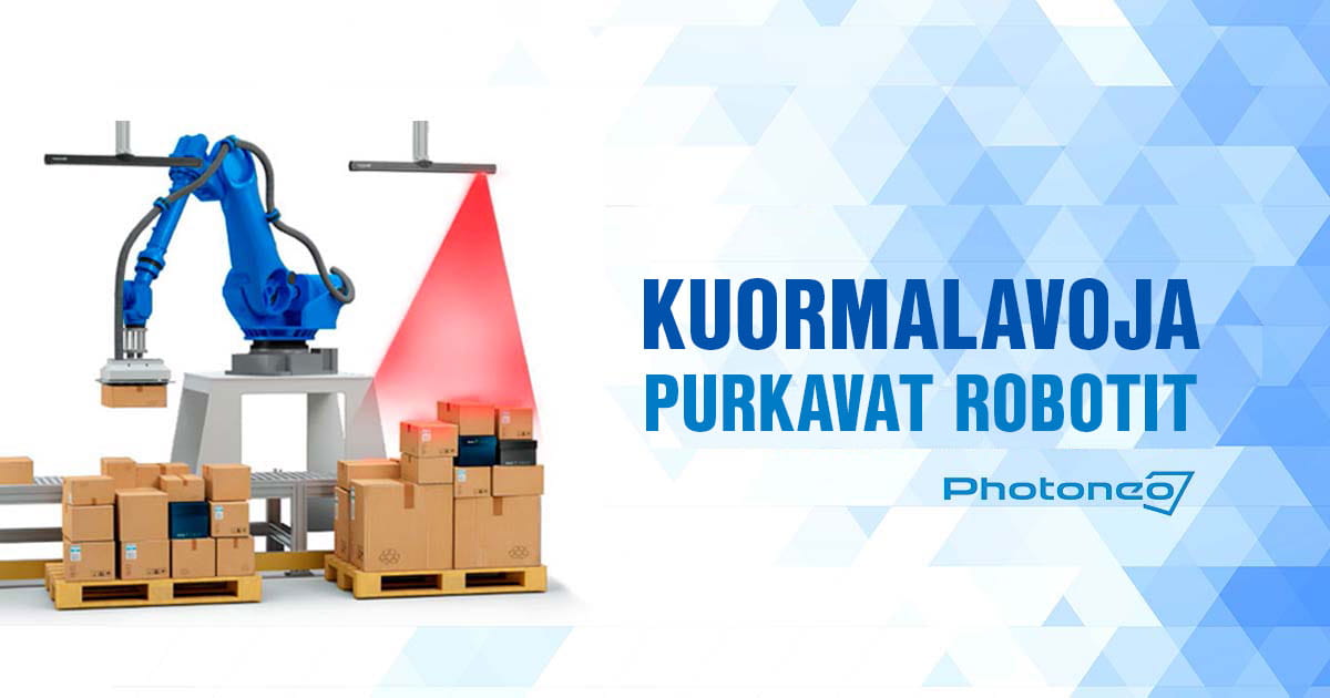 Kuormalavoja purkavat robotit