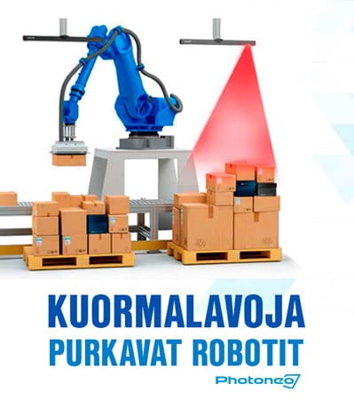 Kuormalavoja purkavat robotit