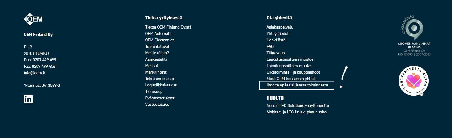 Ilmoita epäasiallisesta toiminnasta