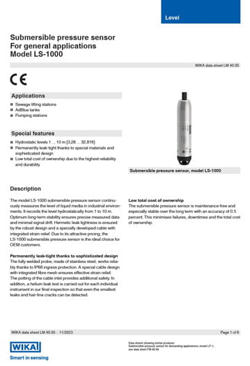 Uppoanturi LS-1000 -esitteen kansi