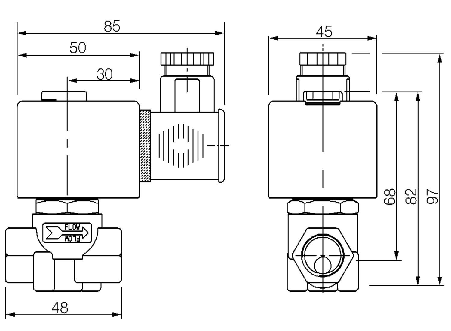 2/2 proportionaaliventtiili 3/8"-mittapiirros