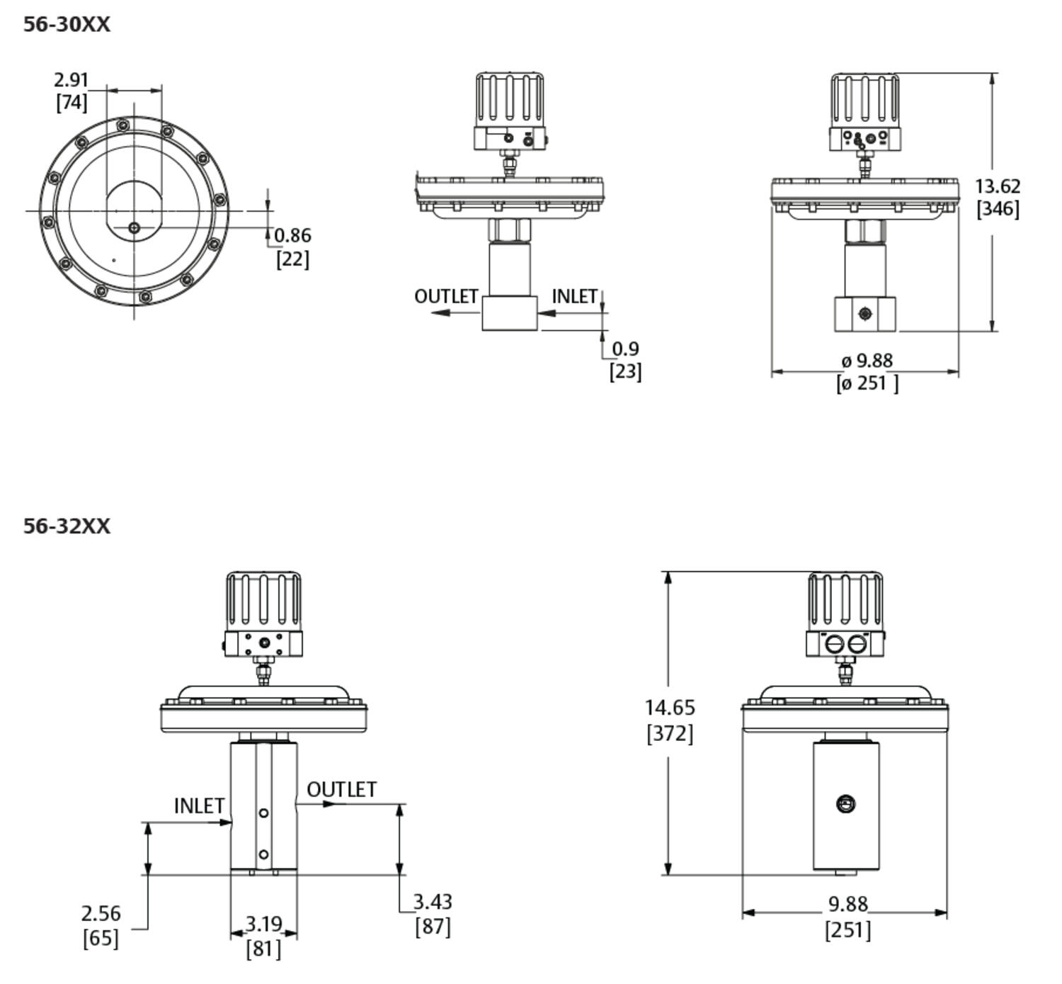 56-sarjan paineensäädin mitat 2