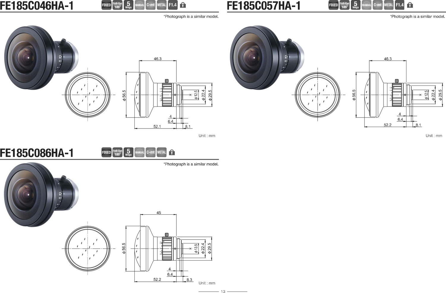 5MP, 2/3" ~ 1" Fish-eye optiikka