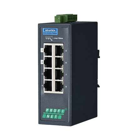 8-porttinen hallittava Ethernet-kytkin, PROFINET MRP Master