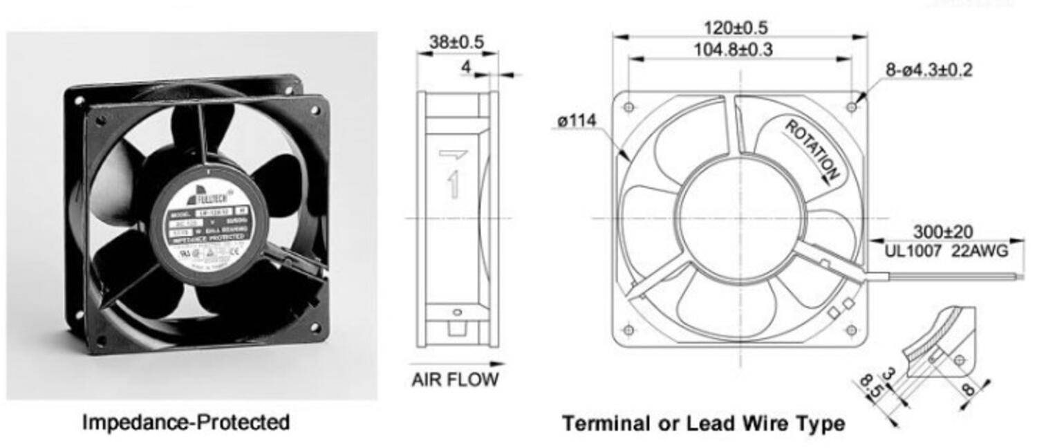 AC-tuuletin tekninen kuva