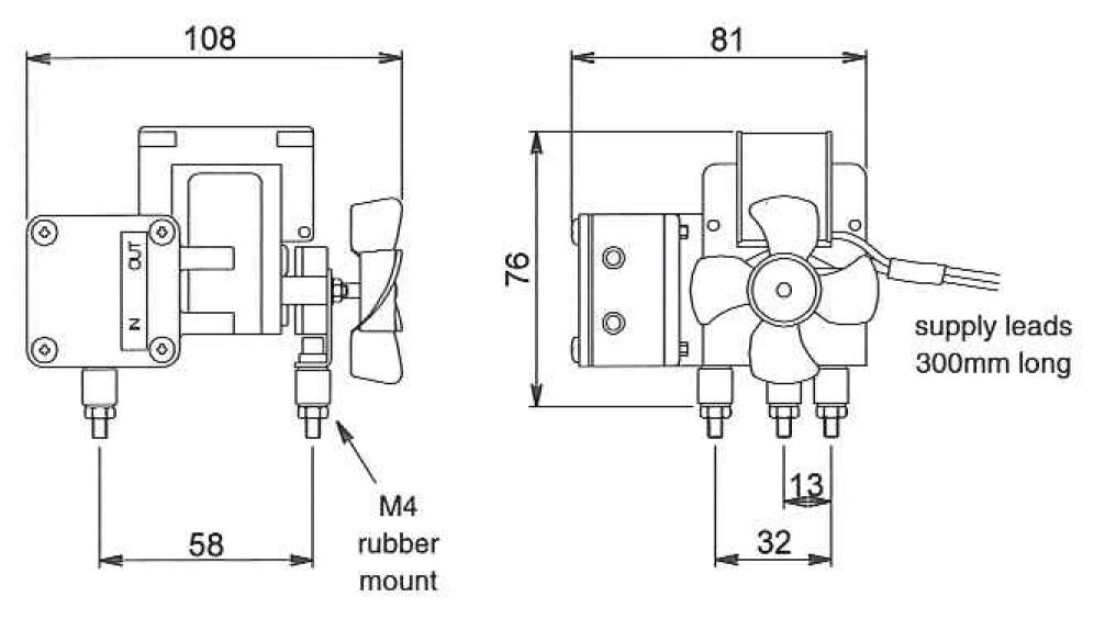 Alipainepumppu D5-AC mitat