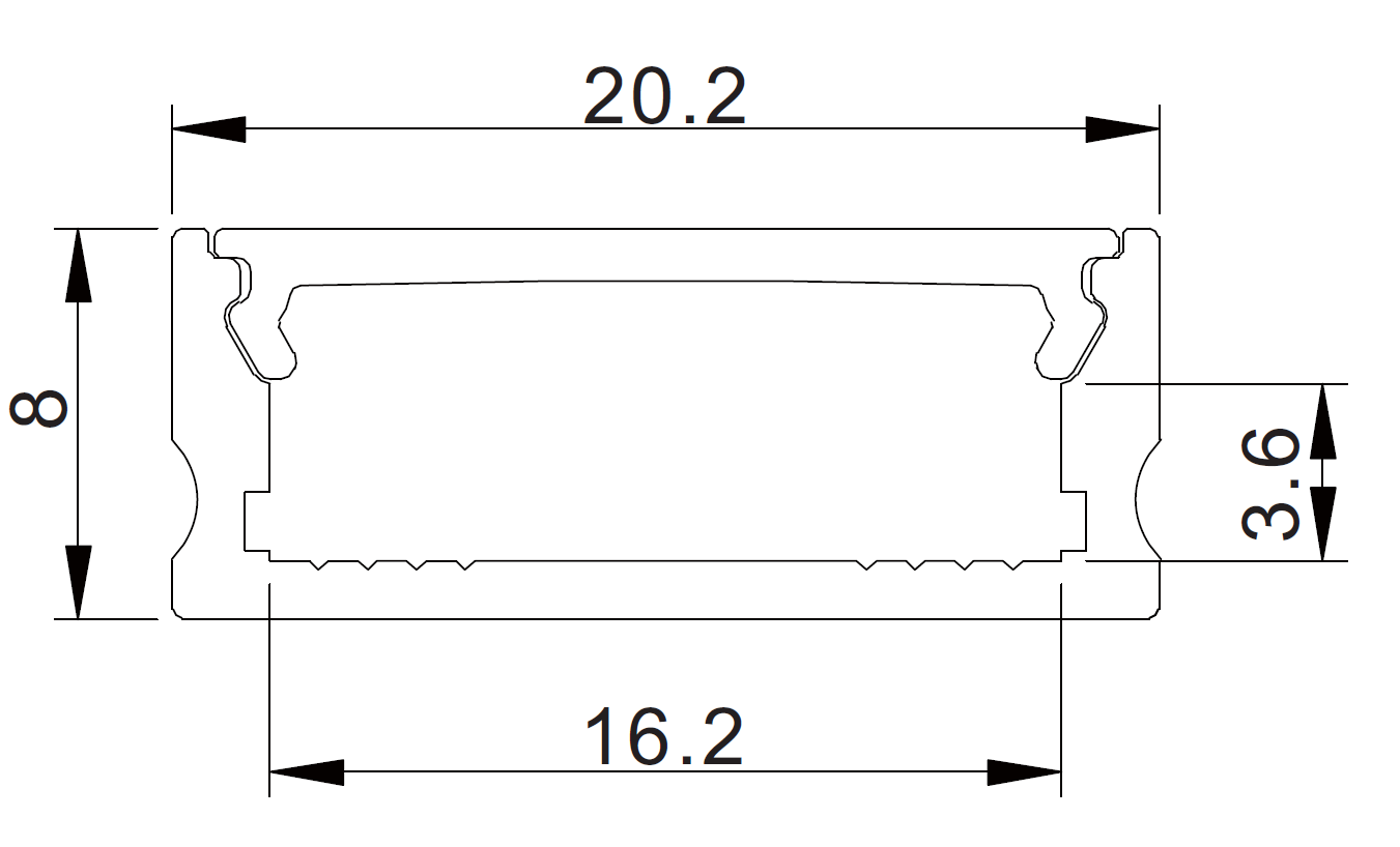 AP-1B Alumiiniprofiili mitat