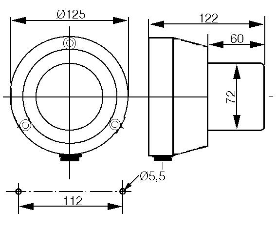 BZG välähdysvalosarha 70 mm mitat