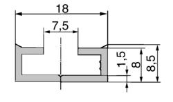 C-kisko 112/A7 (alum.), 21 mm profiili, tekninen kuva