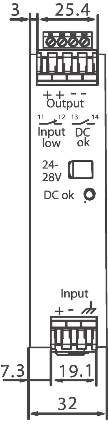 CD5.241-S1-teholähde,mittakuva etupuoli