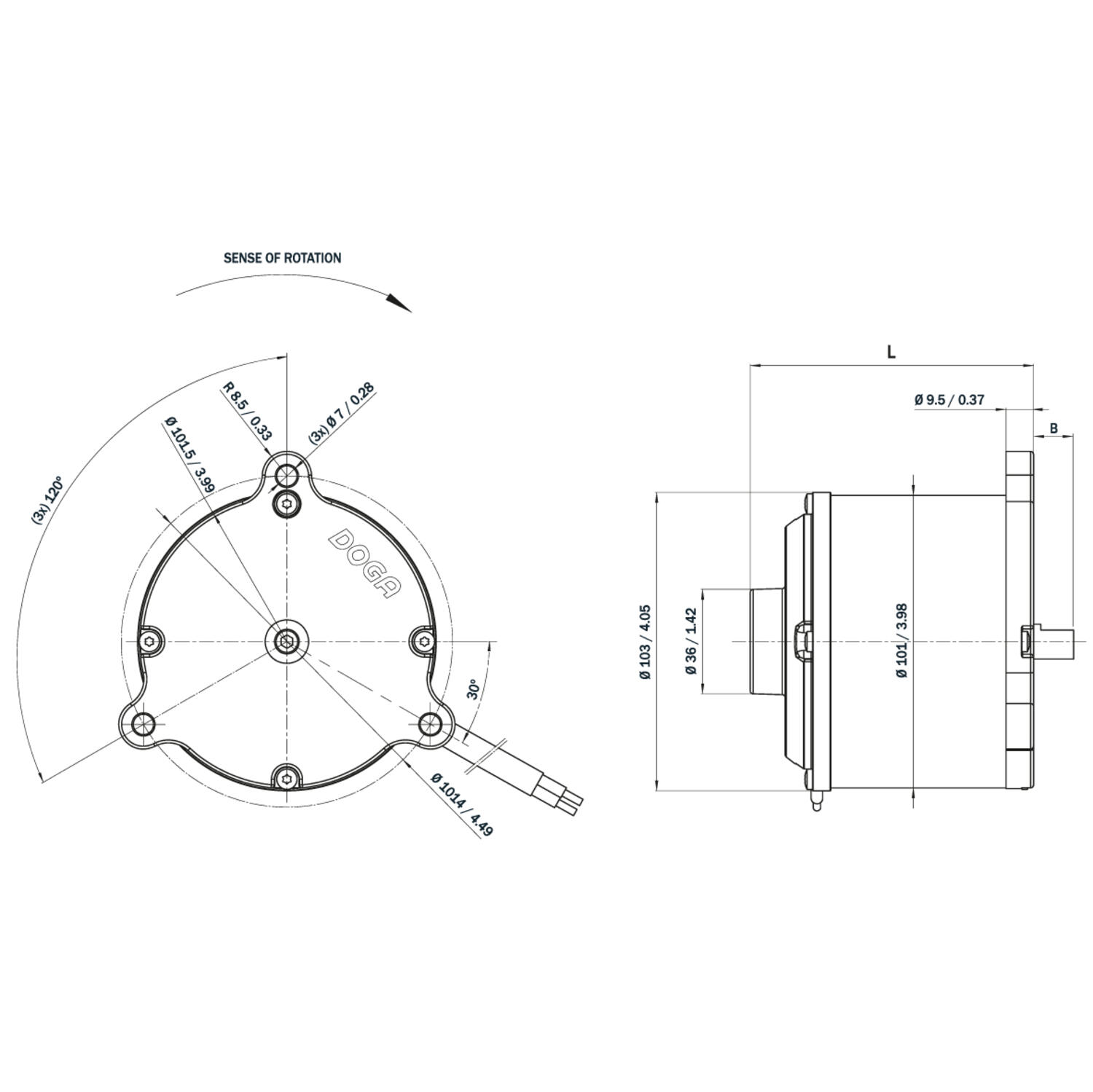 DC-moottori sarja 321, piirroskuva