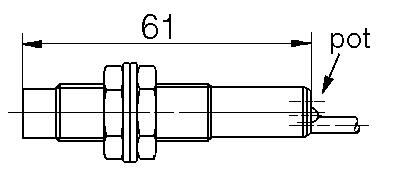 Dimensions sensor M12x1. 1 LED.