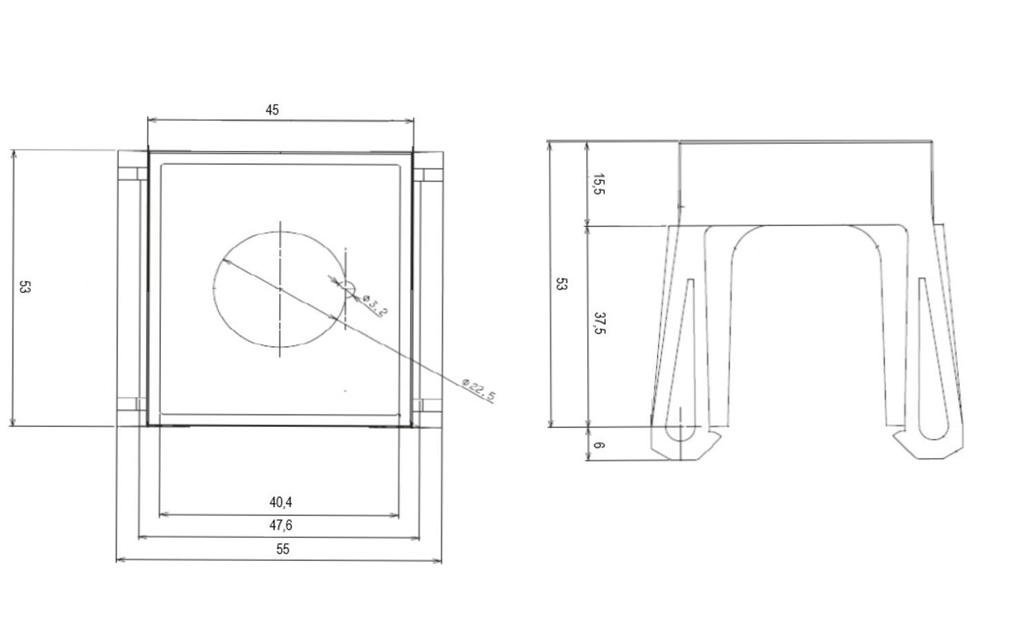 DIN-kiskosovitin, tekninen kuva