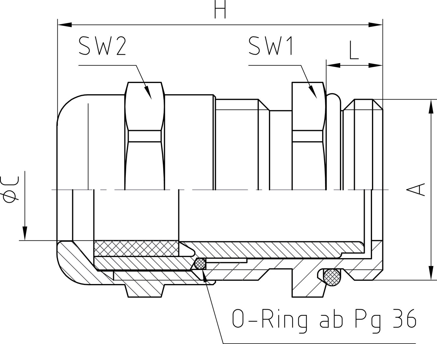 EMC-holkkitiivisteet, metrinen kierre tekninen kuva 3