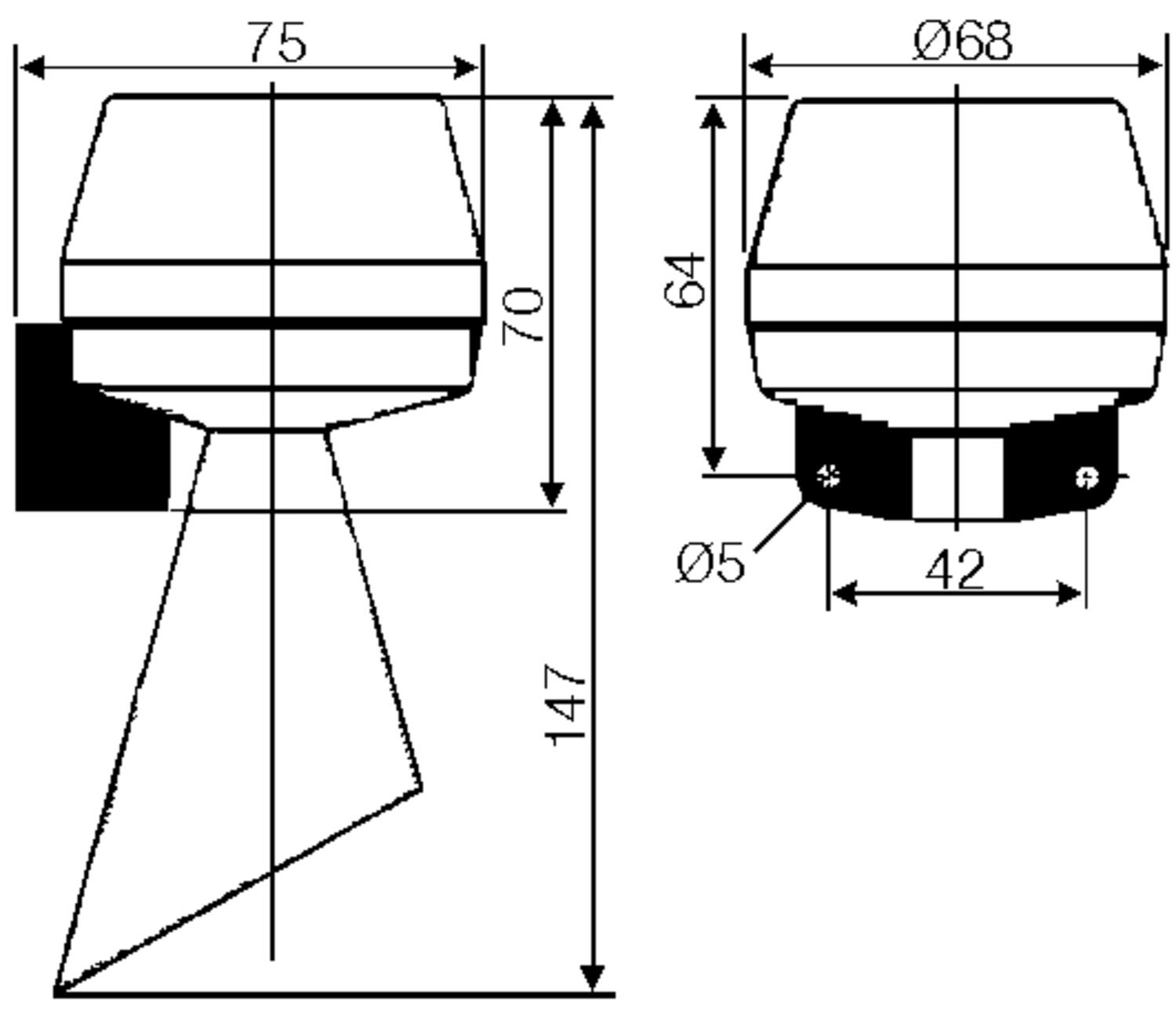 Hälytystorvi KLH/KDH mitat