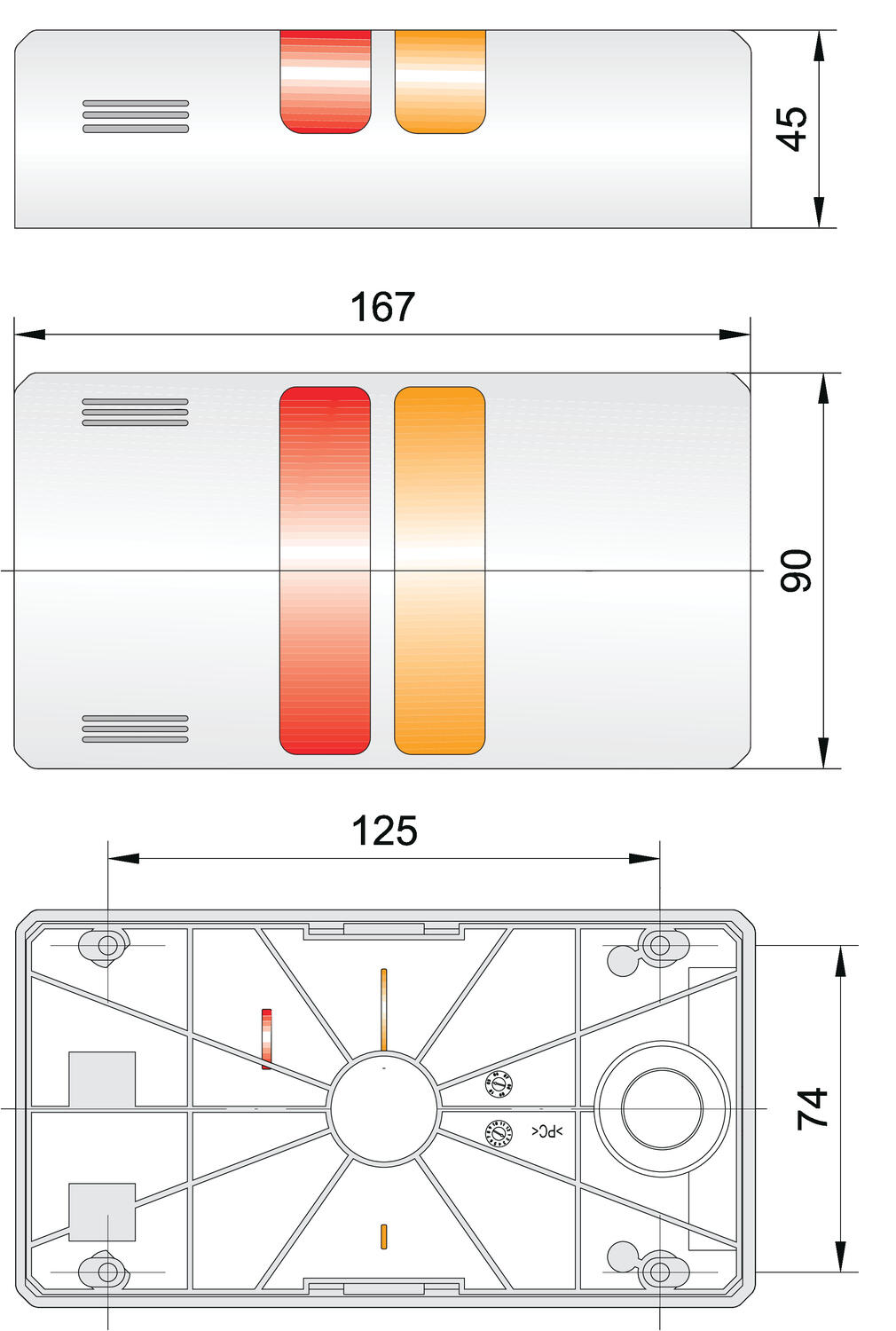 Half Dome-valomasto 90 mm mitat