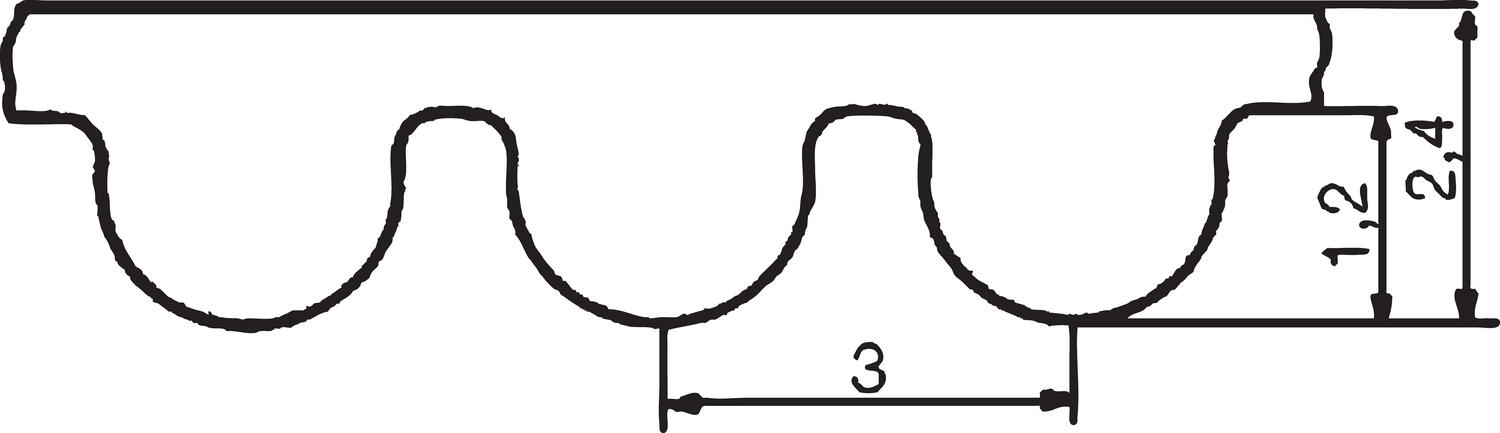 Hammashihna piirroskuva sivu 3 mm
