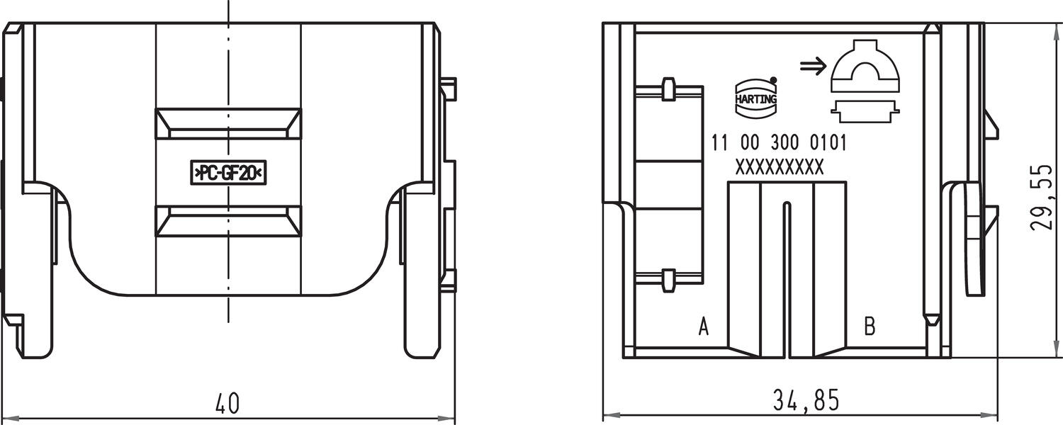 Han-Yellock adapterikehys mitat