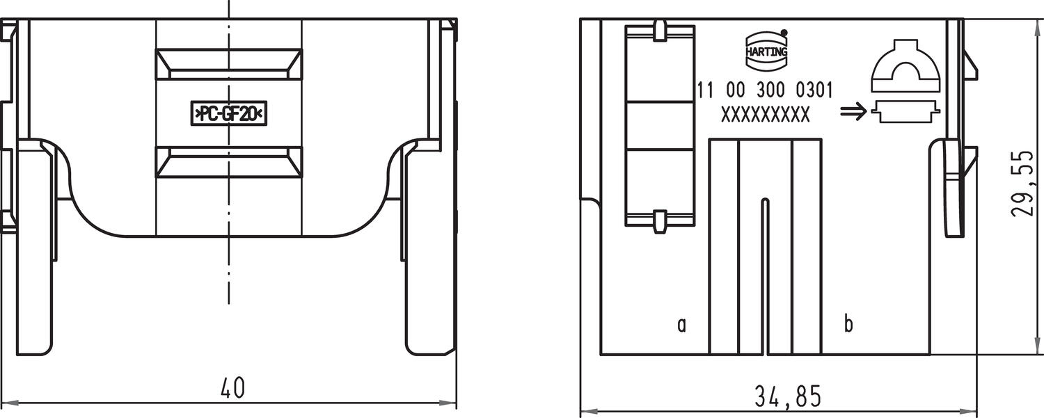 Han-Yellock adapterikehys mitat