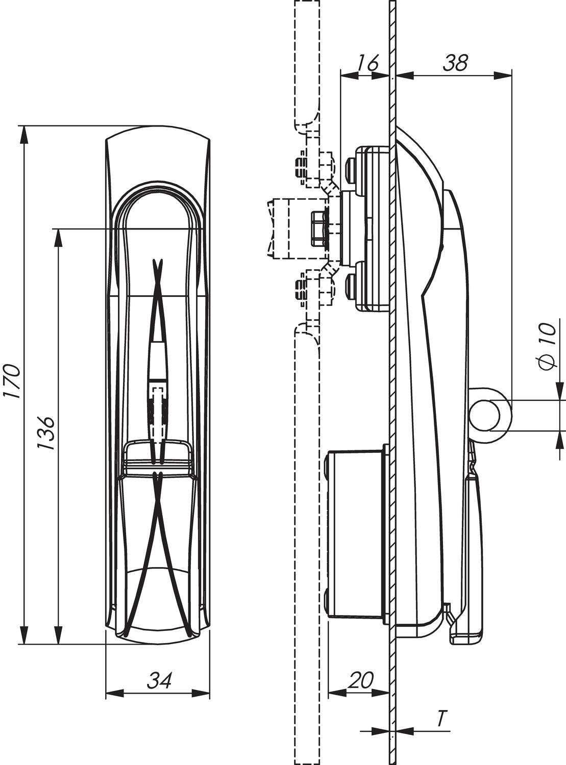 Haponkestävä Vision™ kääntökahva profiliilisylinterille mitat