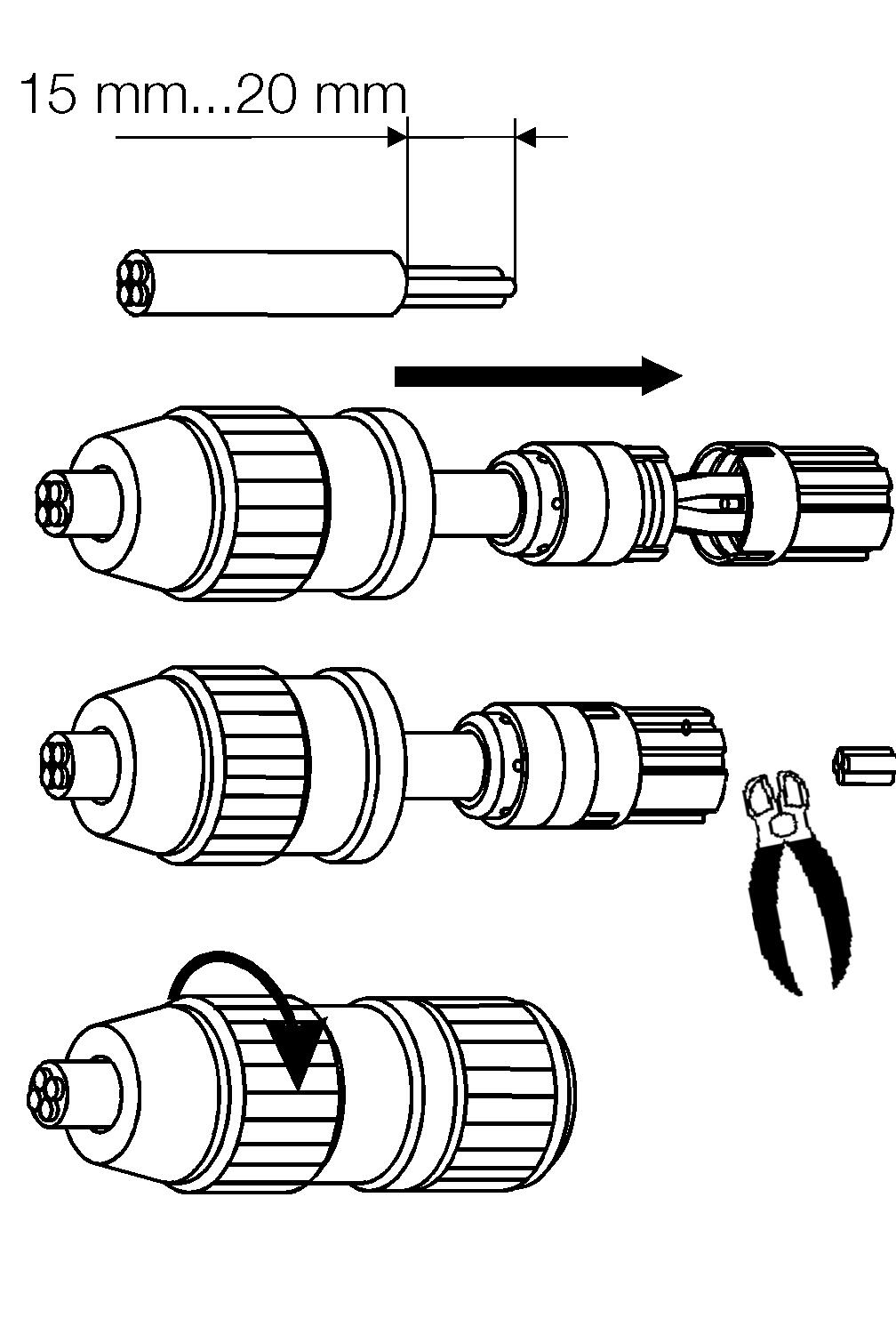 Harax M8/M12 3-napainen uros/naaras liitin