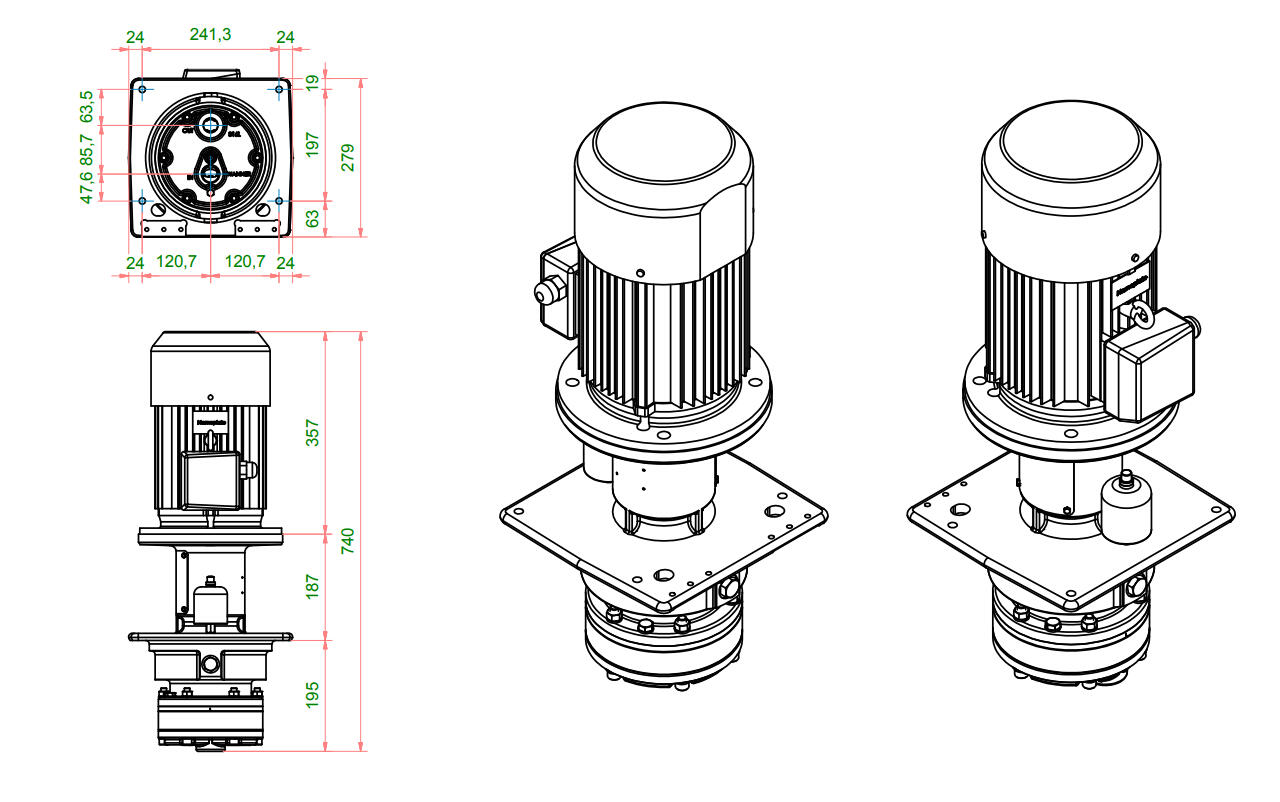Hydra-Cell kalvopumput G12, tekninen kuva