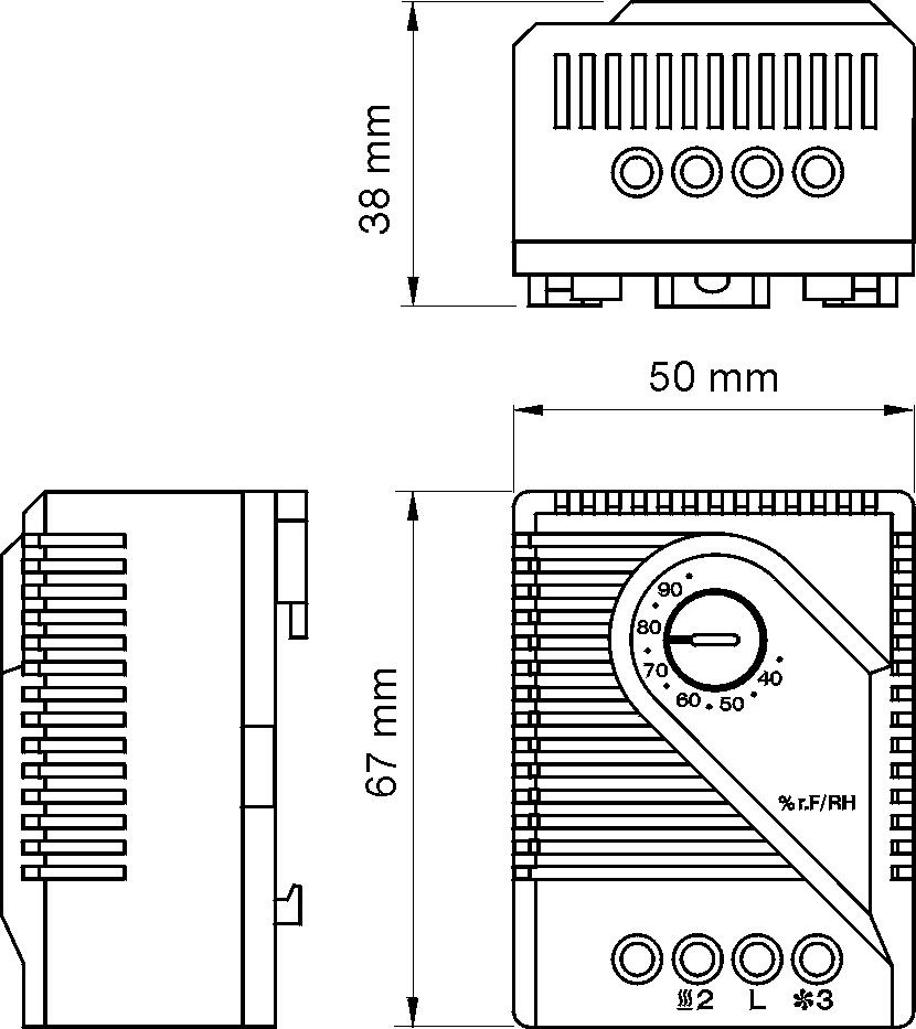 Hygrostaatti MFR 012 tekninen kuva