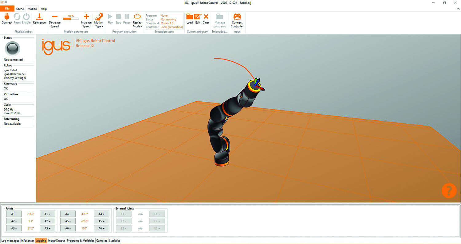 Igus ReBeL cobot konfiguraattori ohjelma