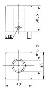 Induktiivinen kytkin, reikäanturi, mittakuva