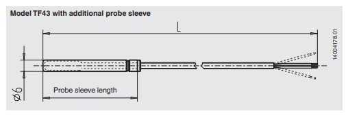 Inserttilämpötilamittari muoviin valetulla mittaelementillä TF43 tekninen kuva 1.2