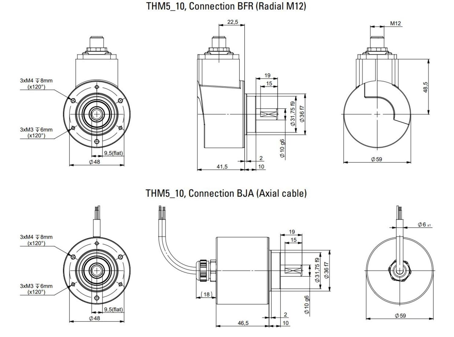 IO-link-anturi, monikierrosabsoluutti, kytkentäkuva