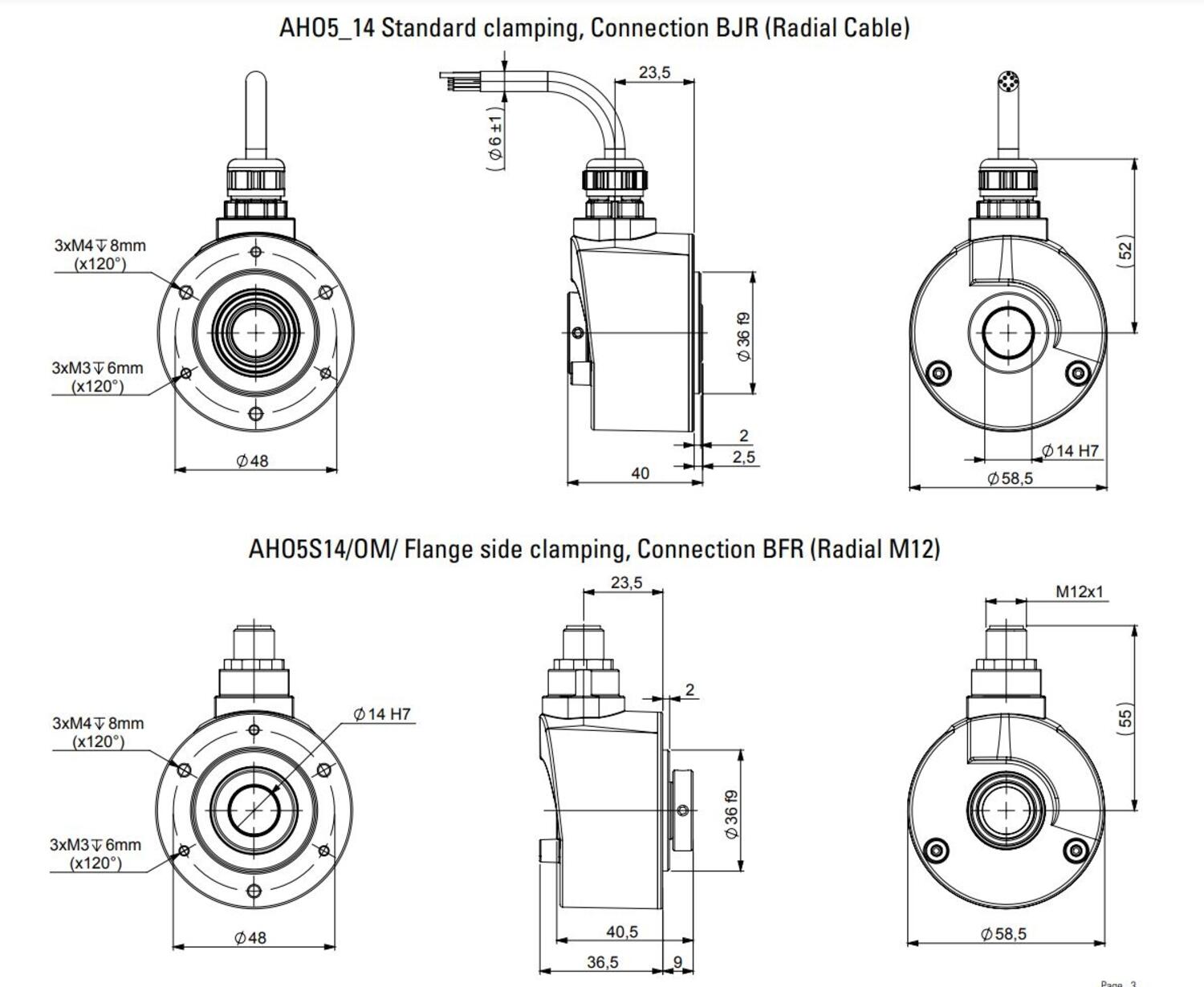 IO-link-anturi inkrementti, mittakuva