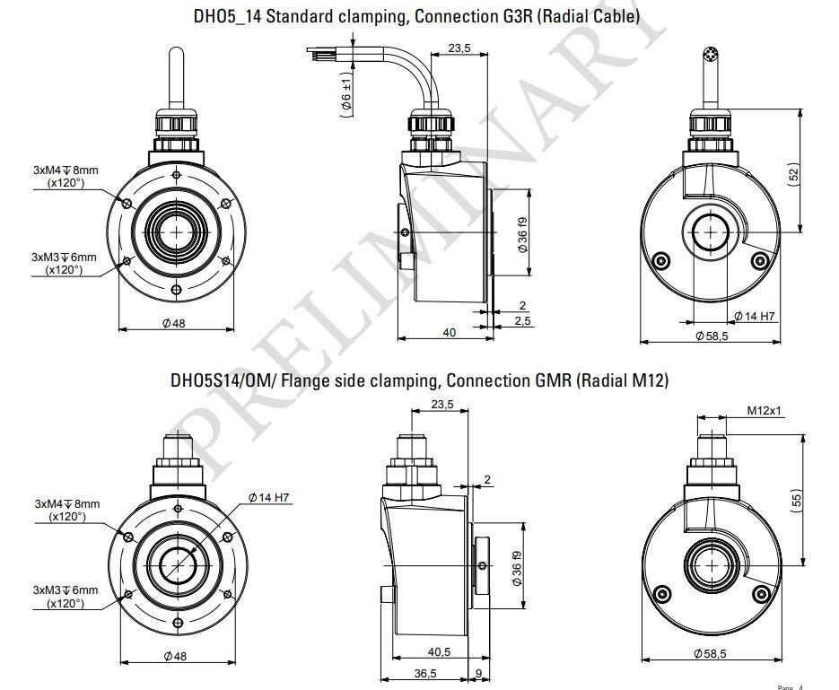 IO-Link anturi monikierrosabsoluutti, mittakuva