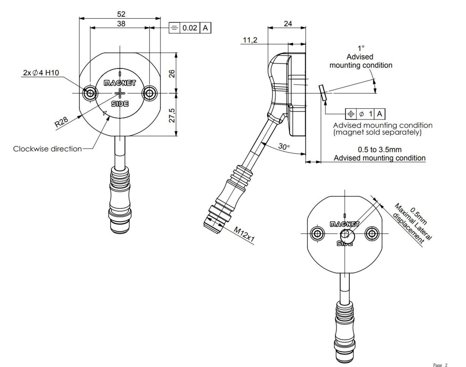 IO-link-anturi monikierrosabsoluutti, taulukko
