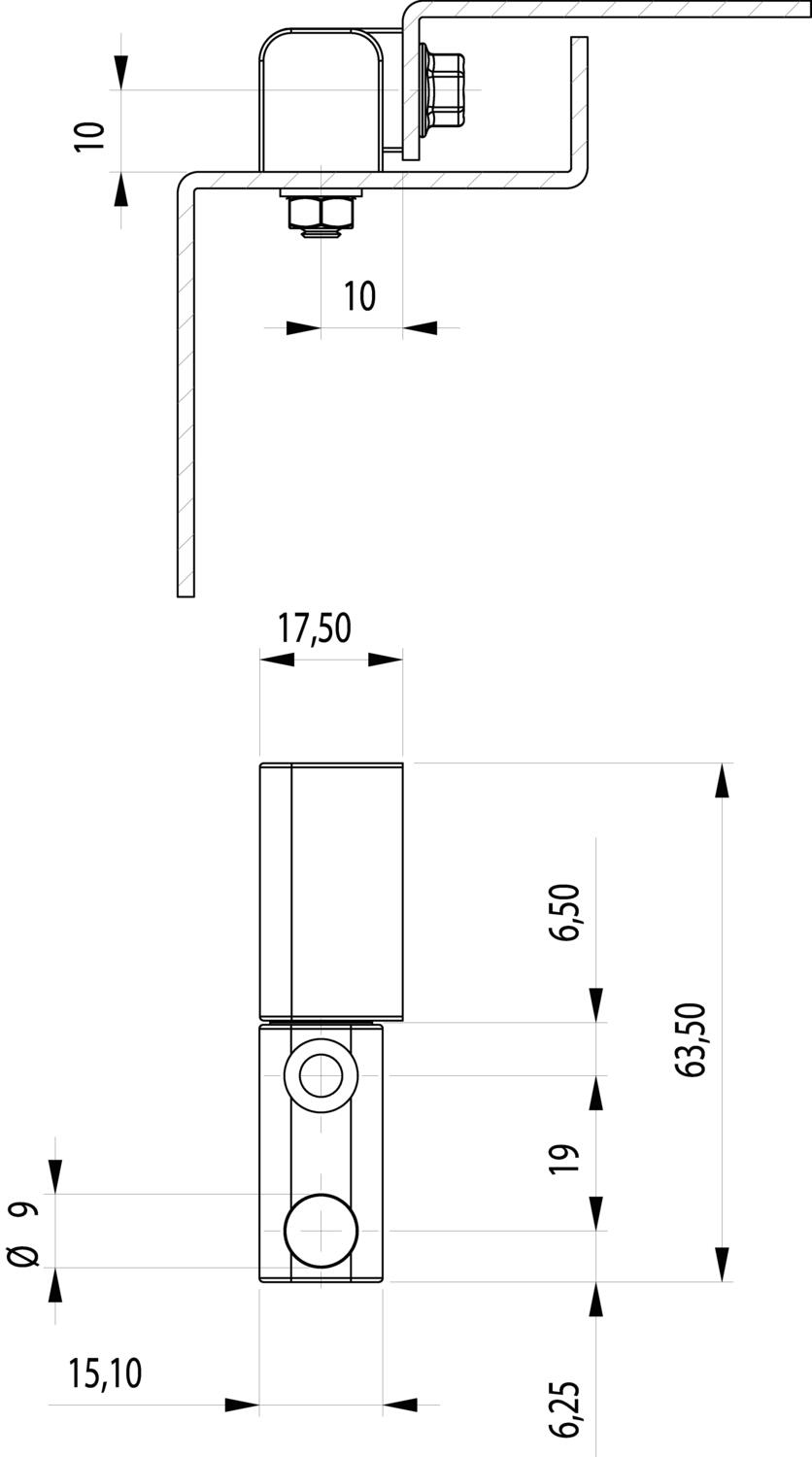 Irrotettava sarana 180° avautumiskulma mitat