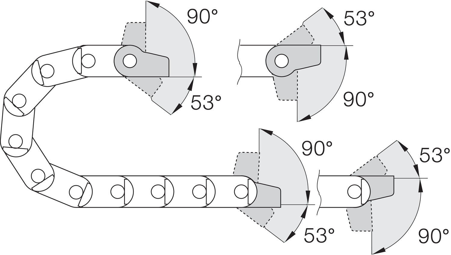 Kääntyvä päätykiinnikesarja