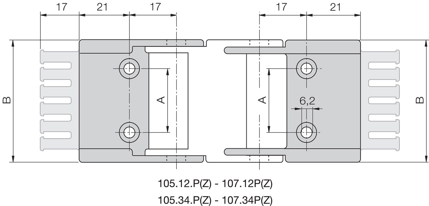 Kääntyvä päätykiinnikesarja vedonpoistokaapeli tekninen kuva
