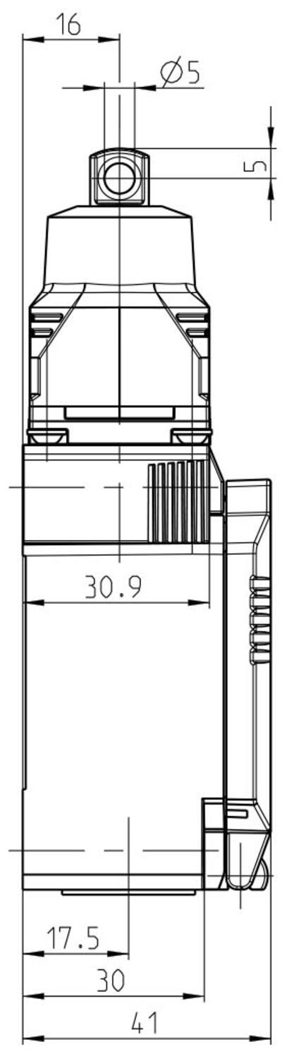 Köysivetorajakytkin IN73-11RP mittakuva