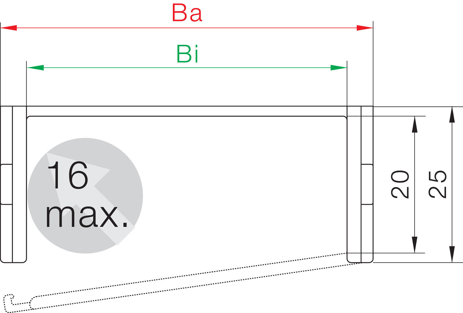 Kaapeliketju E2 Mini 14-sarja mitat