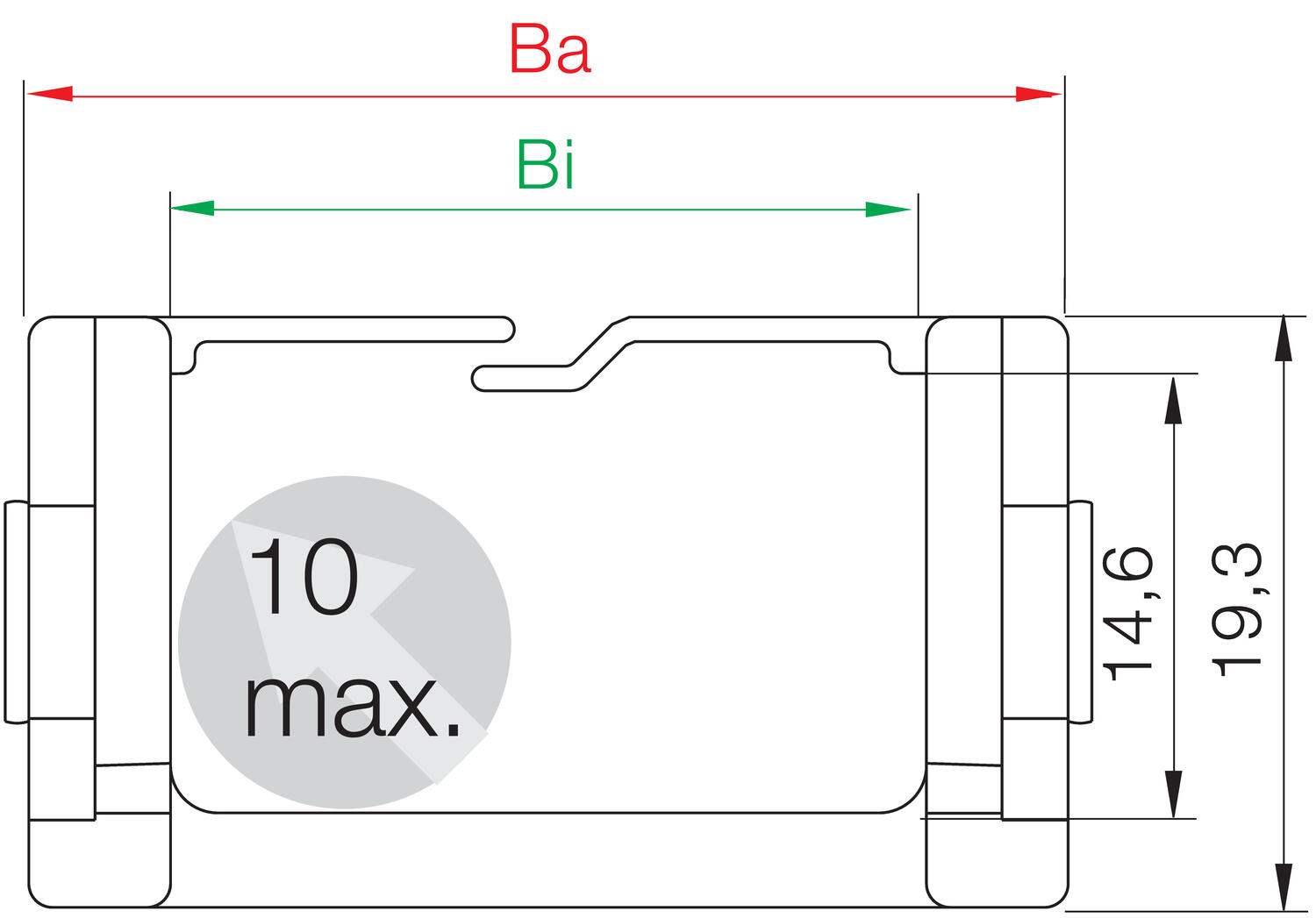 Kaapeliketju easy chain E08 tekninen kuva