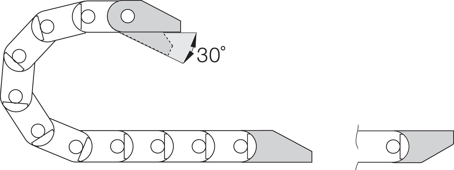 Kaapeliketju easy chain® serie E04, päätykiinnikesarja mittakuva