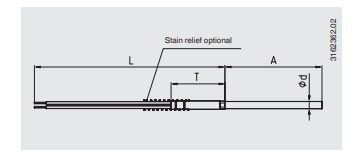 Kaapelitermoelementti TC40 tekninen kuva 1.1