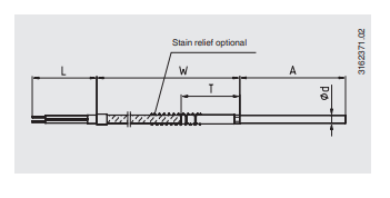 Kaapelitermoelementti TC40 tekninen kuva 1.2