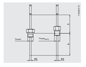 Kaapelitermoelementti TC40 tekninen kuva 1.6