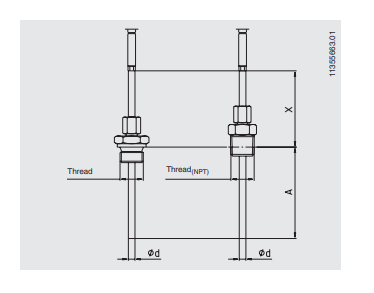 Kaapelitermoelementti TC40 tekninen kuva 1.7