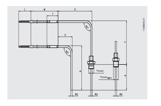 Kaapelitermoelementti TC40 tekninen kuva 2.3