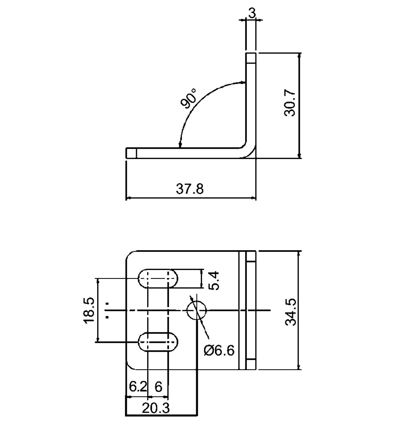 Kiinnike DS2-valoverho tekninen kuva
