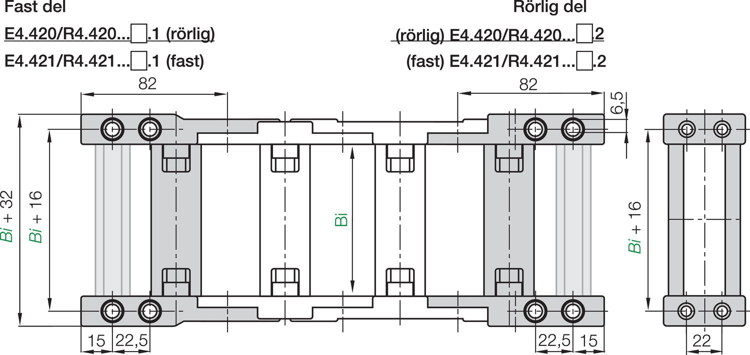 KMA päätykiinnikesarja E4/1 tekninen kuva